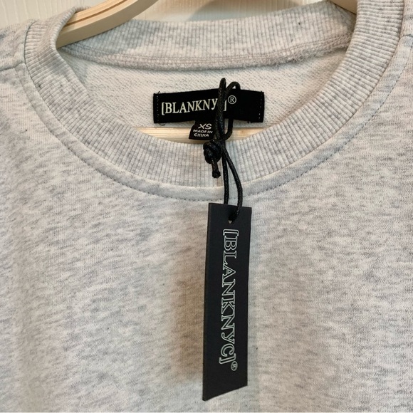 Blank NYC Light Heather Grey Sweatshirt with Padded Shoulder - Picture 5 of 5